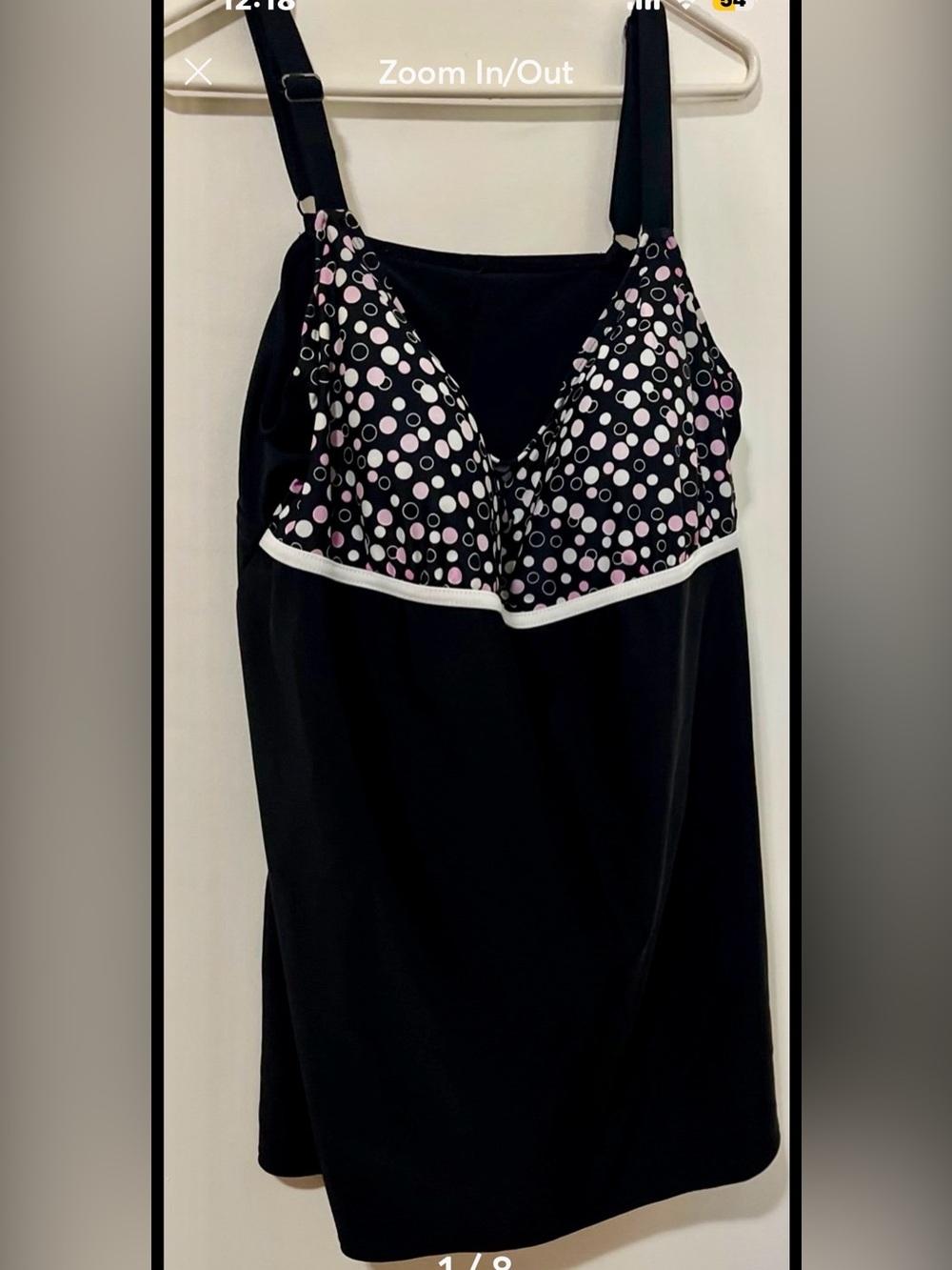 Delta Burke Black Swimsuit with Pink and White Polka Bust